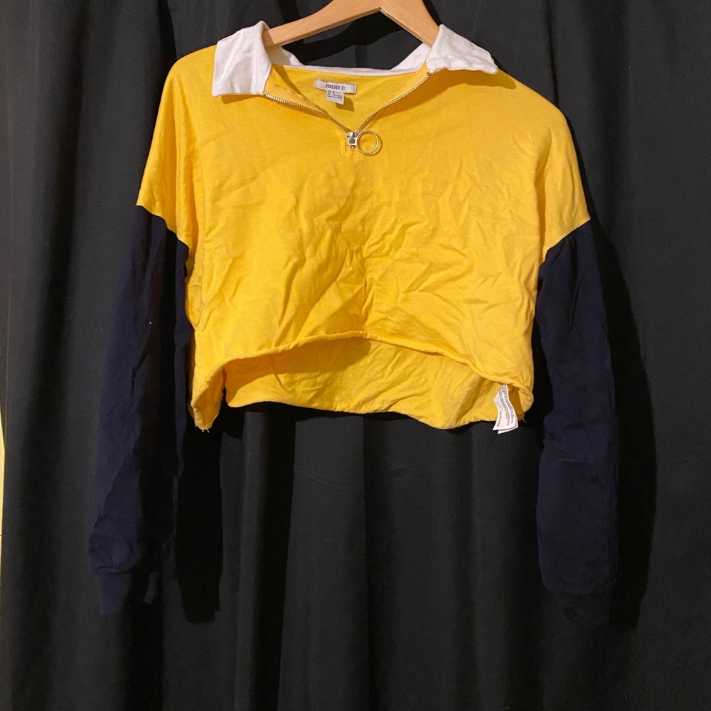 cropped color block collared shirt